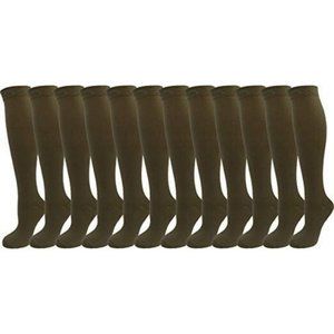 12 Pair Khaki Brown Solid Color Premium Quality Ex